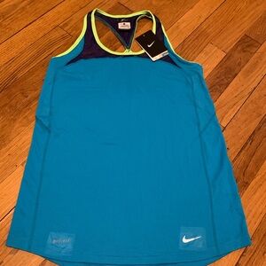 Nike Dri-Fit Running Tank Top Women's Blue/Green Small vtg NWT